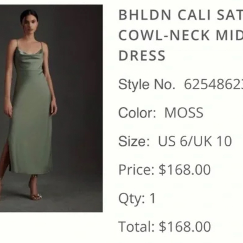 COPY - bhldn cali cowl neck midi dress in moss - Picture 3 of 5